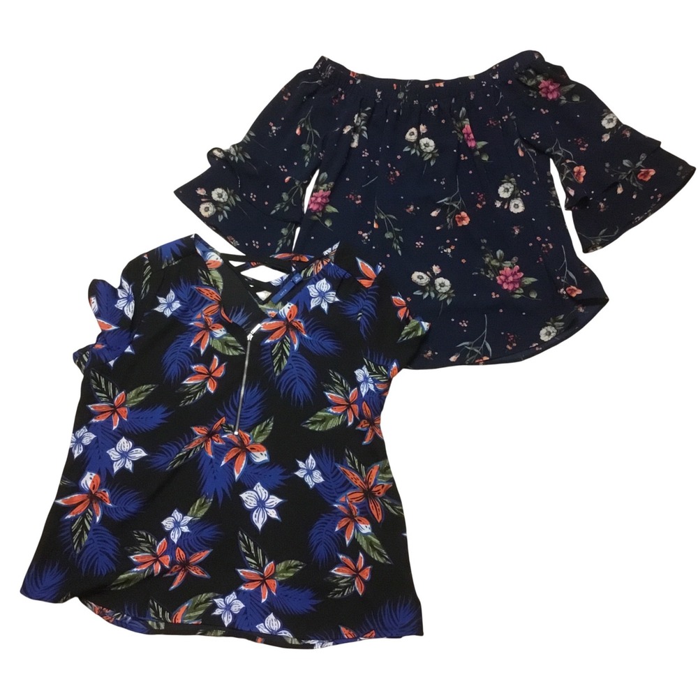 Moa‎ Moa & Floral Tops Womens XL Navy Black Tropical Bundle Excellent Condition - Picture 2 of 8